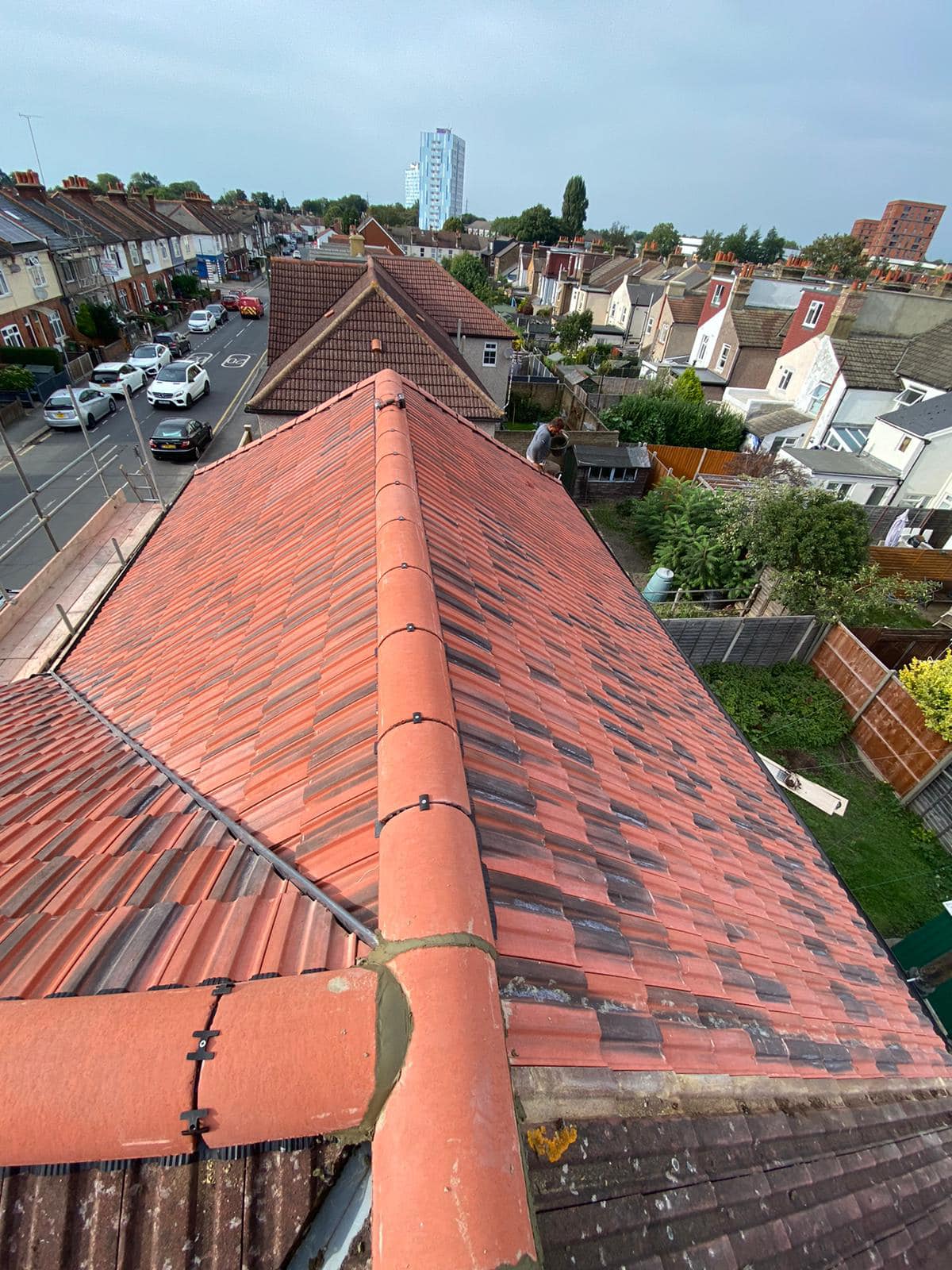Professional roofers working on a property in London - KS Roof Master