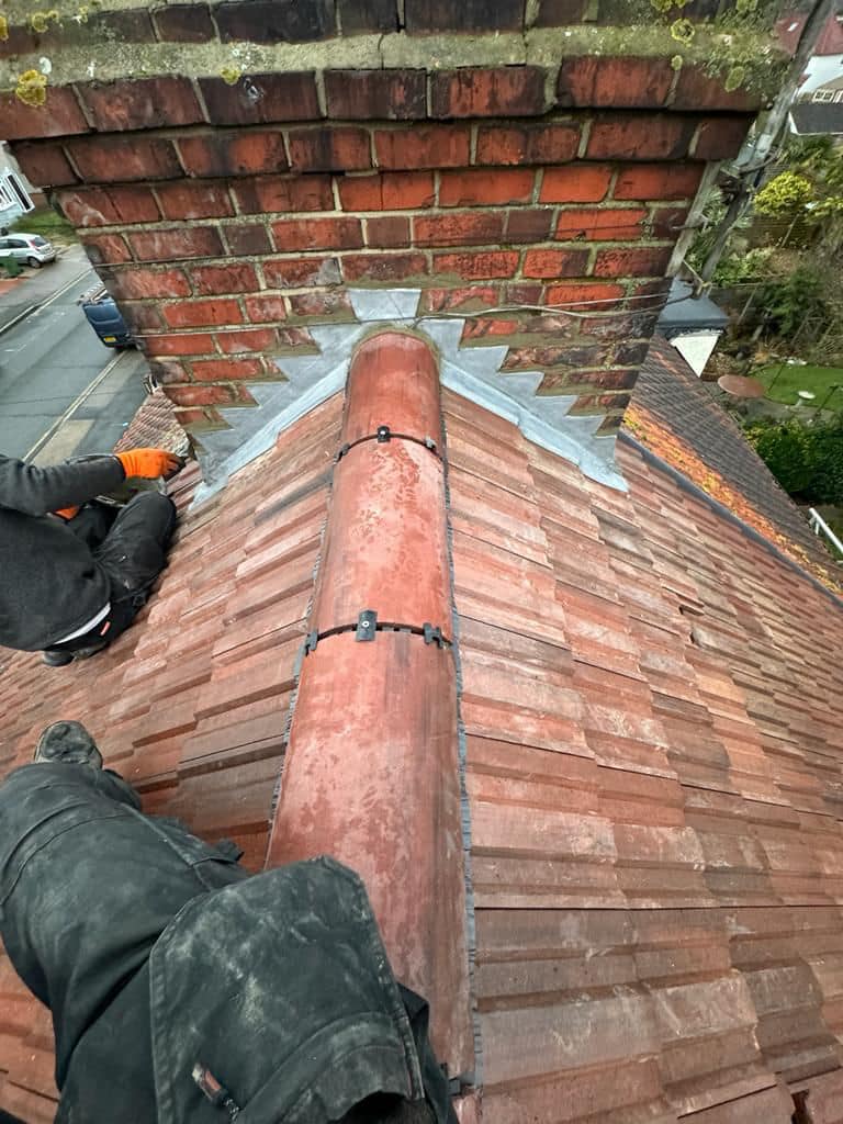 Professional roofers working on a property in London - KS Roof Master