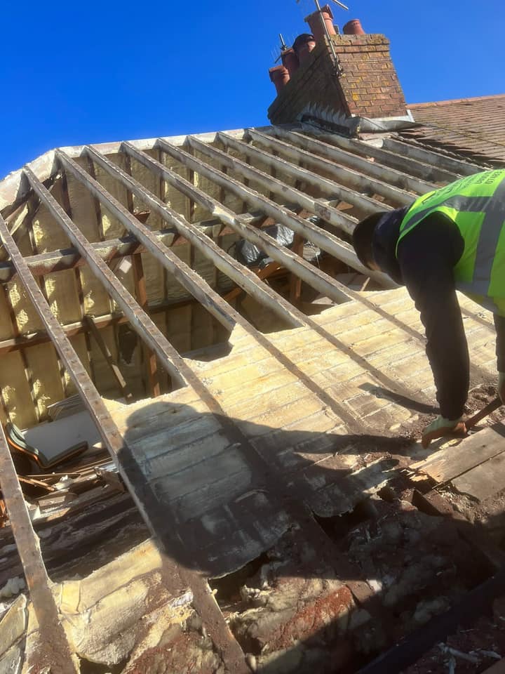 Professional roofers working on a property in London - KS Roof Master