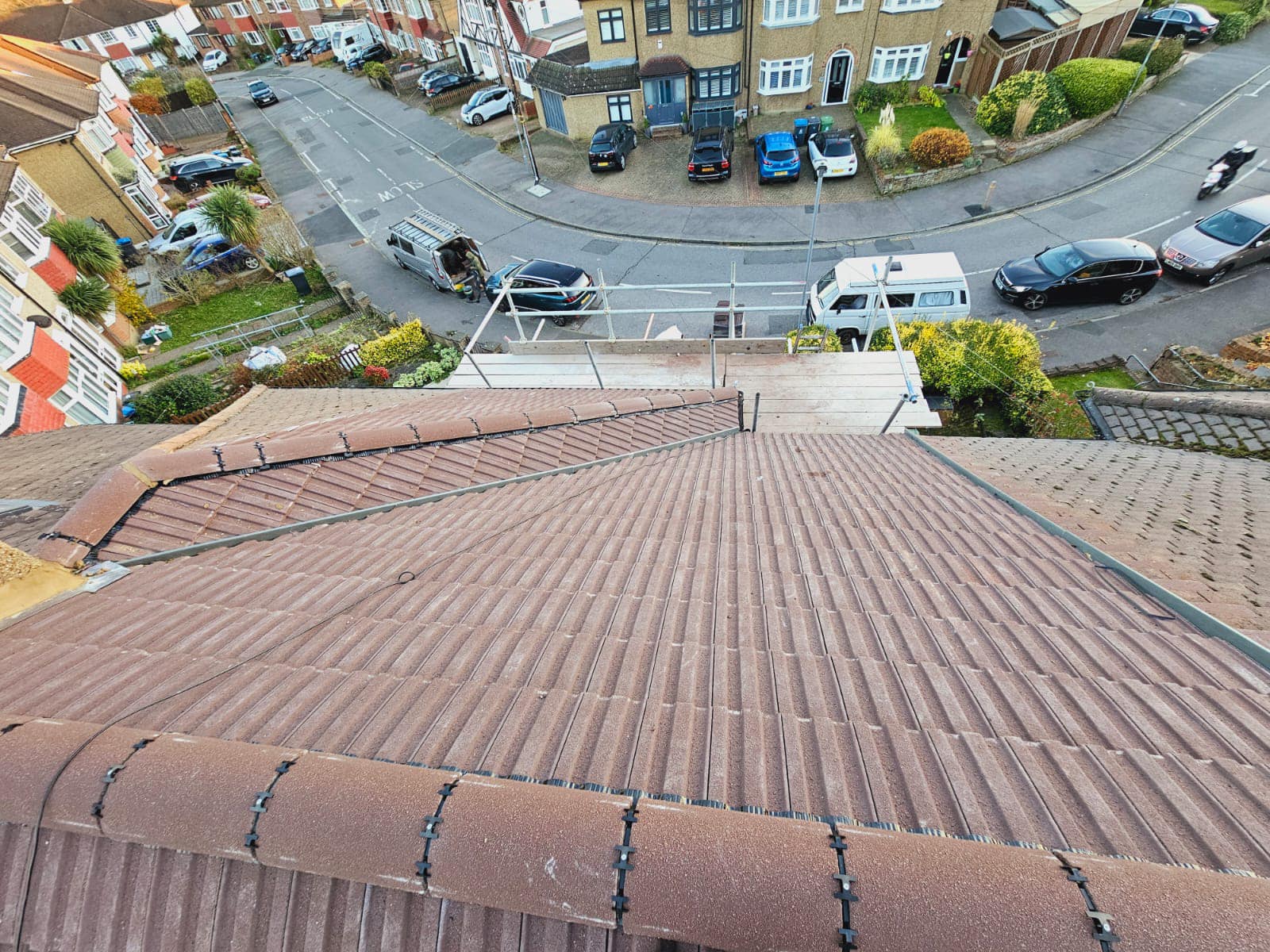Professional roofers working on a property in London - KS Roof Master