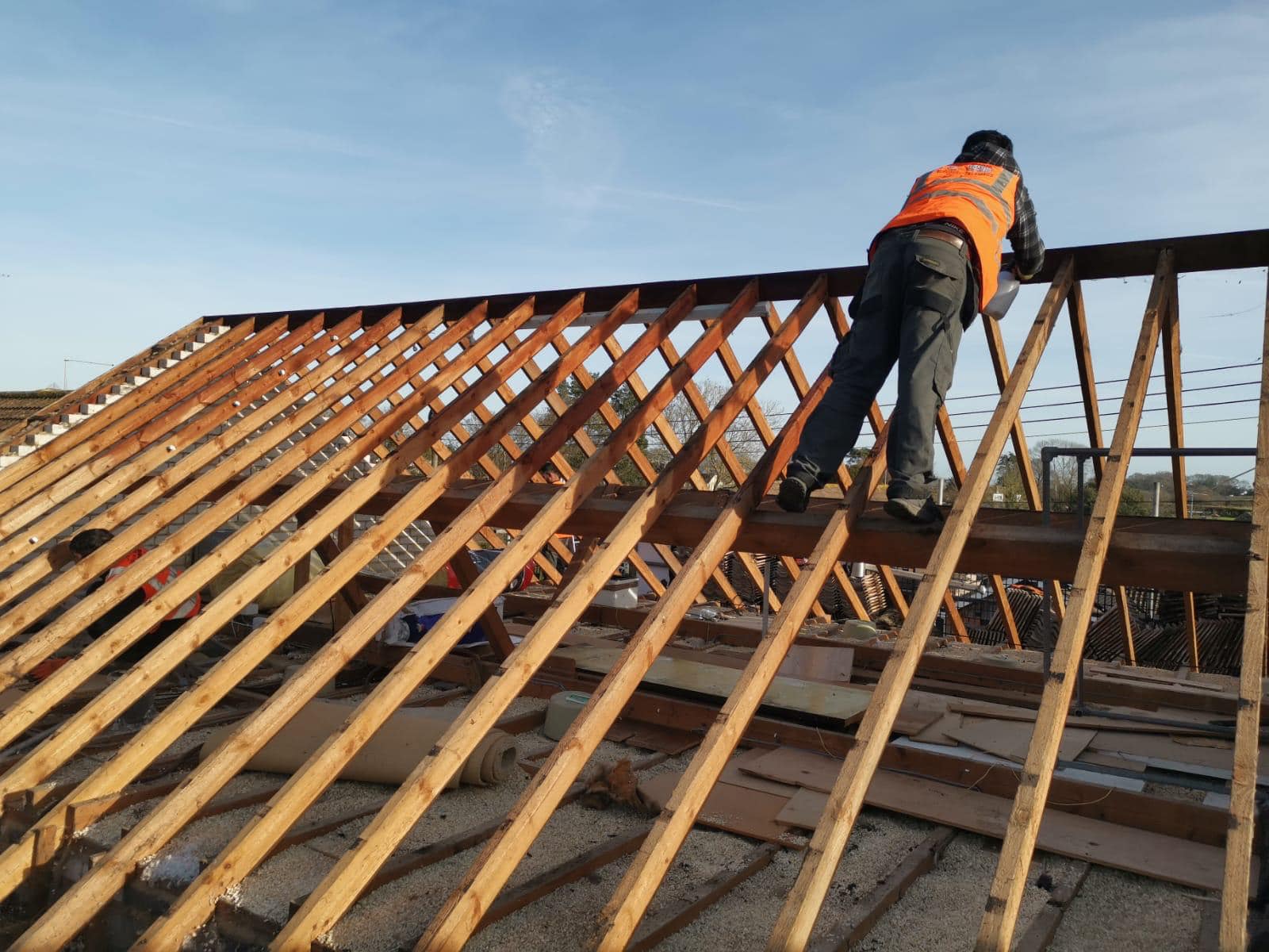 Professional roofers working on a property in London - KS Roof Master