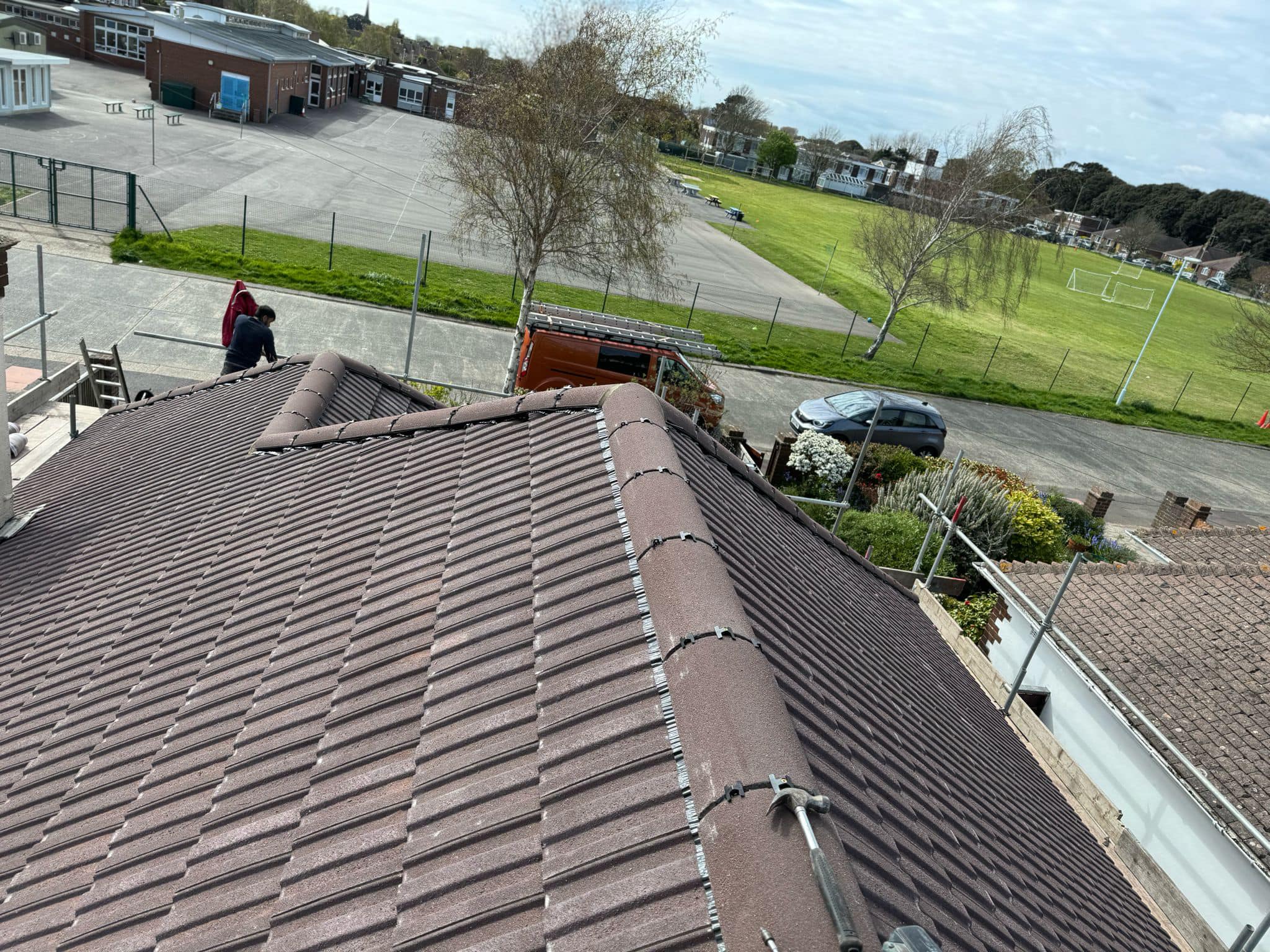 Professional roofers working on a property in London - KS Roof Master