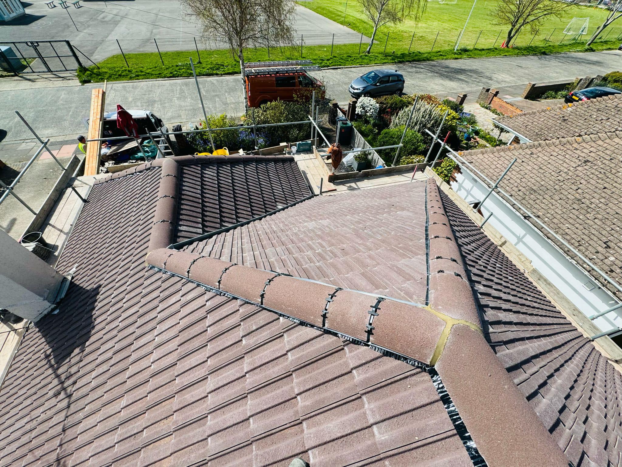 Professional roofers working on a property in London - KS Roof Master