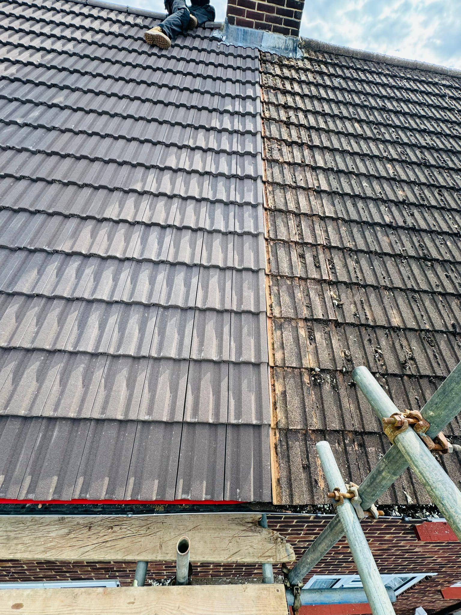 Professional roofers working on a property in London - KS Roof Master