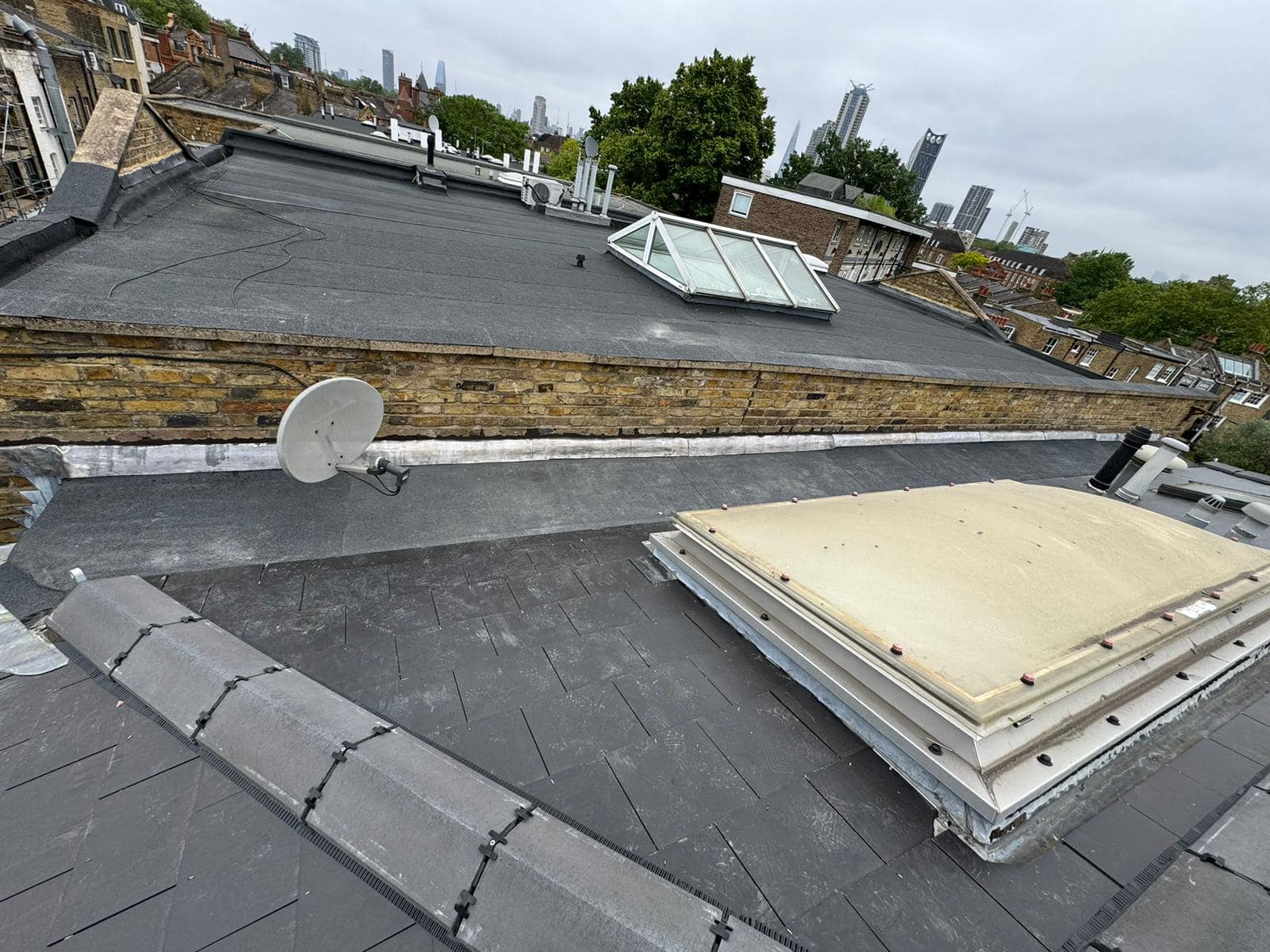 Commercial roof restoration in Canary Wharf