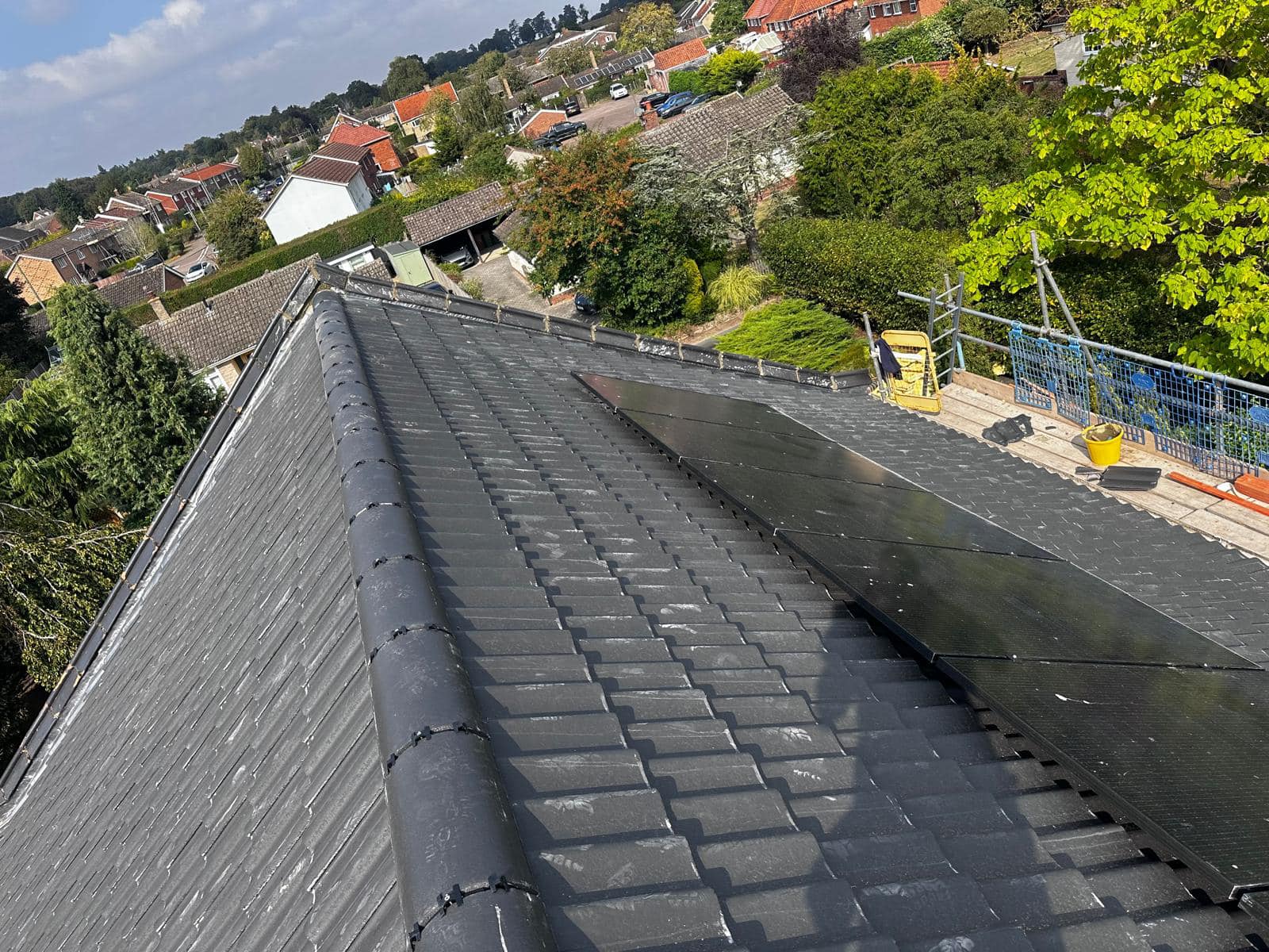 Professional roofers working on a property in London - KS Roof Master