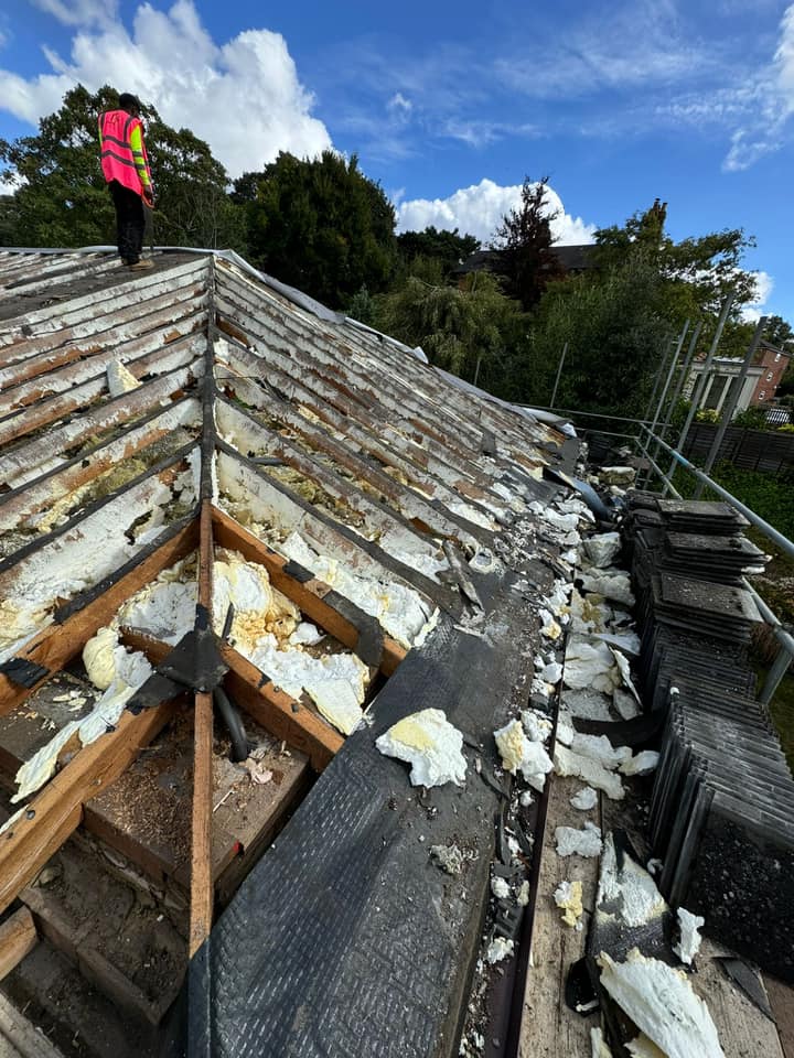 Professional roofers working on a property in London - KS Roof Master