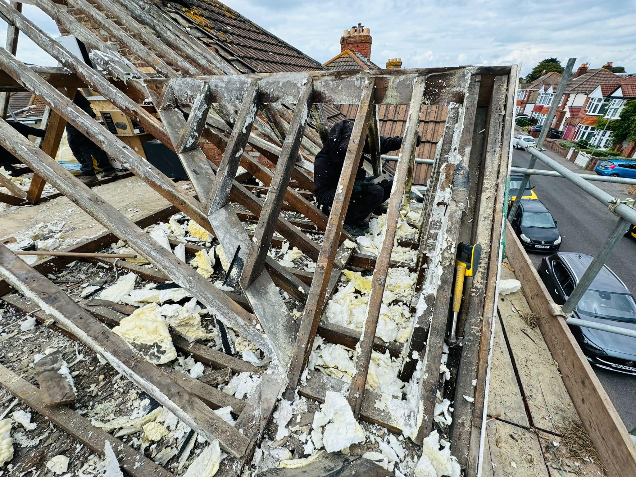 Professional roofers working on a property in London - KS Roof Master
