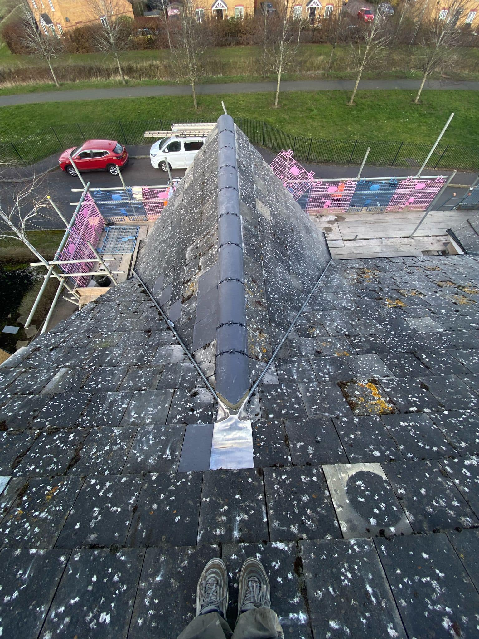 Professional roofers working on a property in London - KS Roof Master