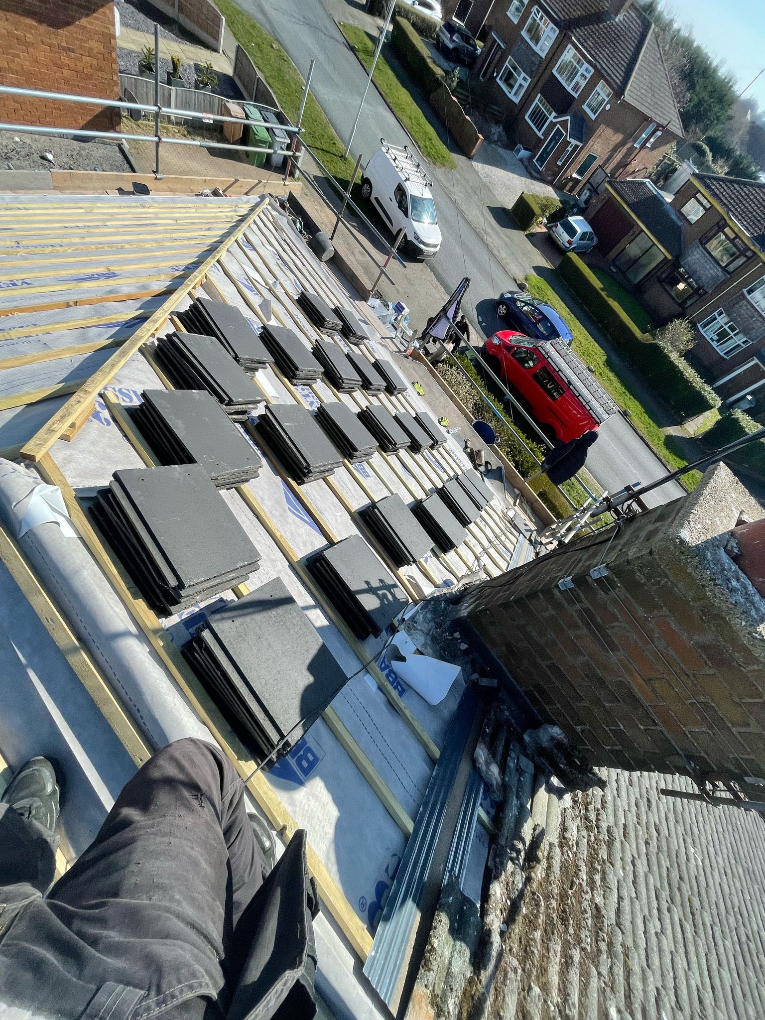 Professional roofers working on a property in London - KS Roof Master