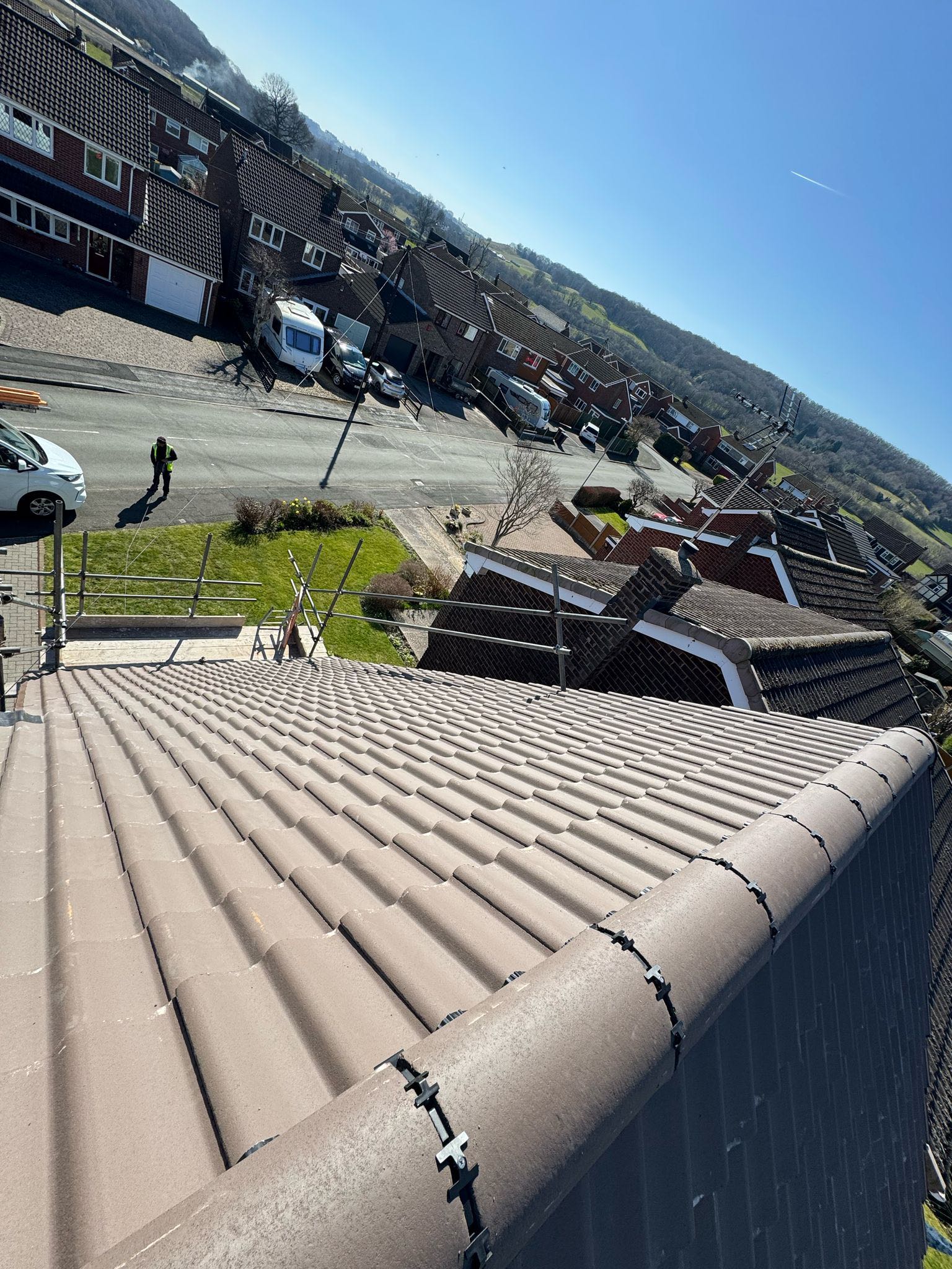 Professional roofers working on a property in London - KS Roof Master