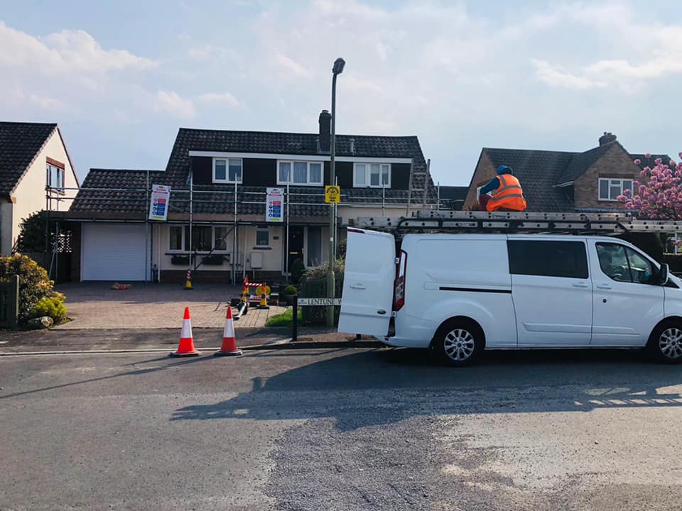 Professional roofers working on a property in London - KS Roof Master