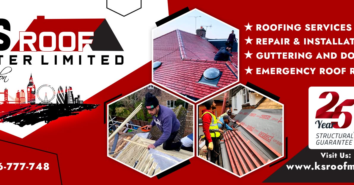 Professional roofers working on a property in London - KS Roof Master