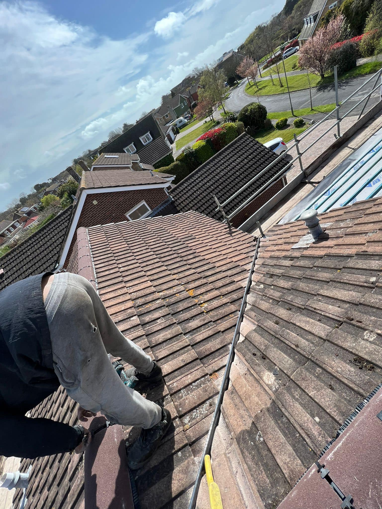 Professional roofers working on a property in London - KS Roof Master