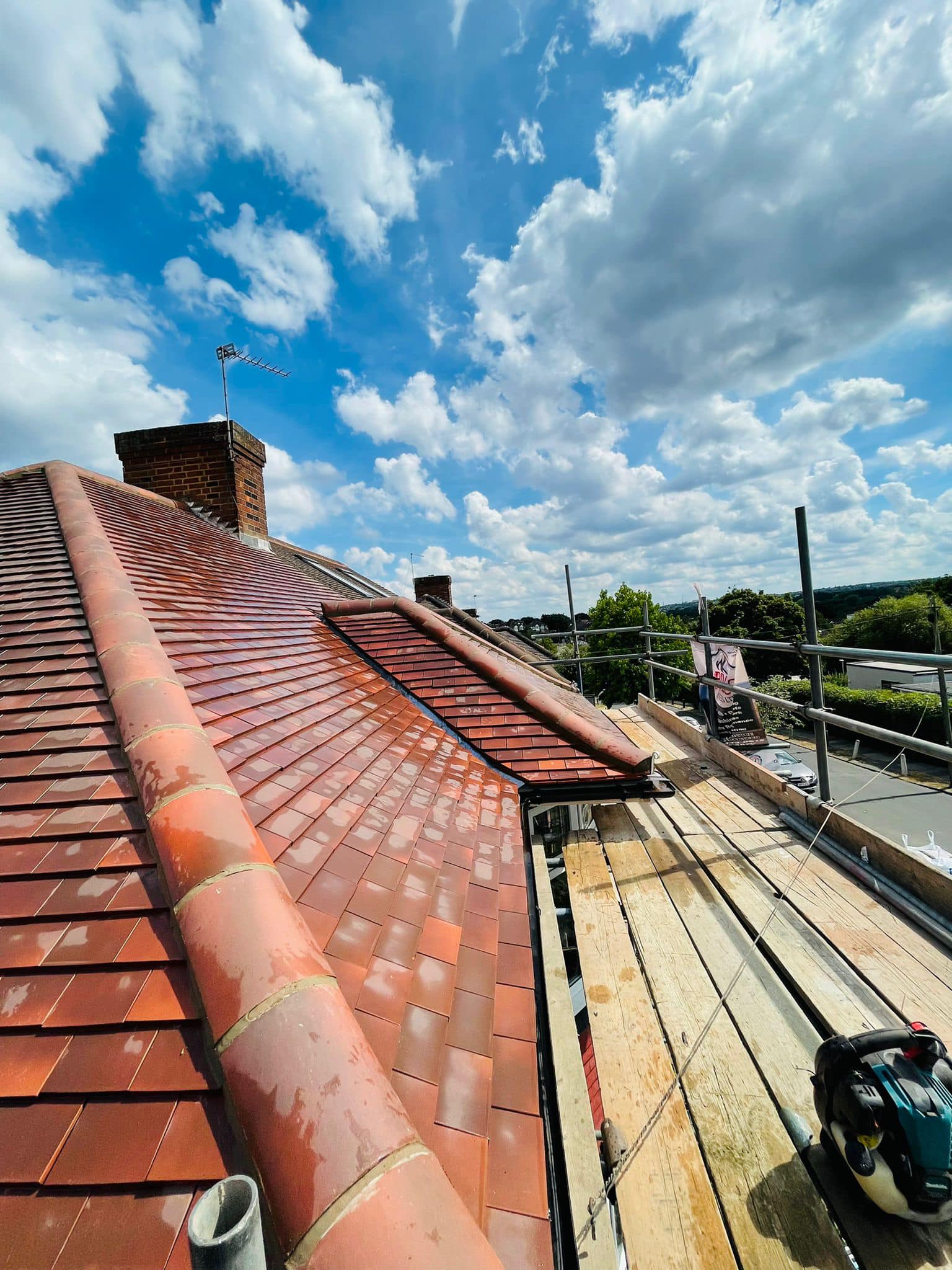 Professional roofers working on a property in London - KS Roof Master