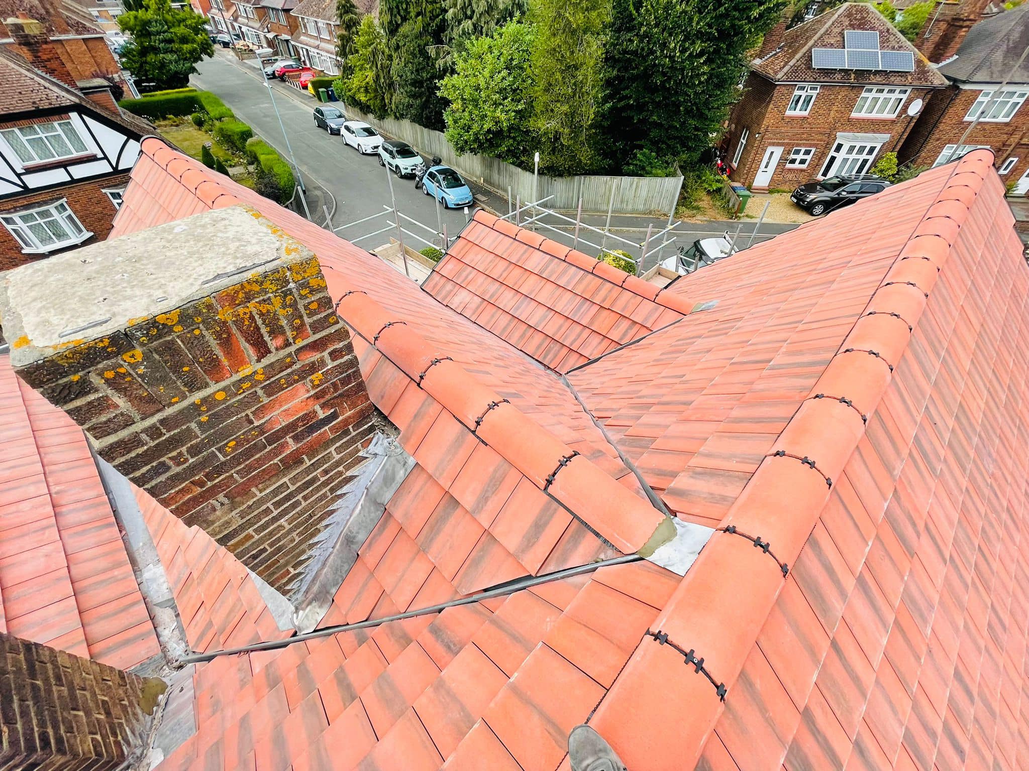 Professional roofers working on a property in London - KS Roof Master