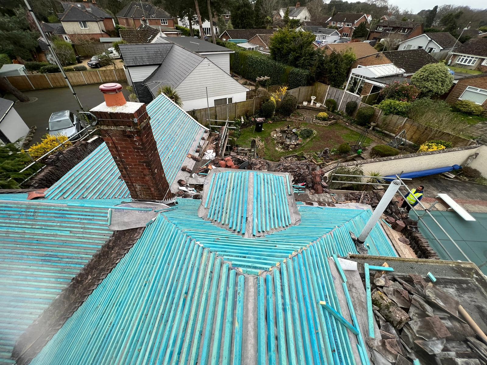 Professional roofers working on a property in London - KS Roof Master