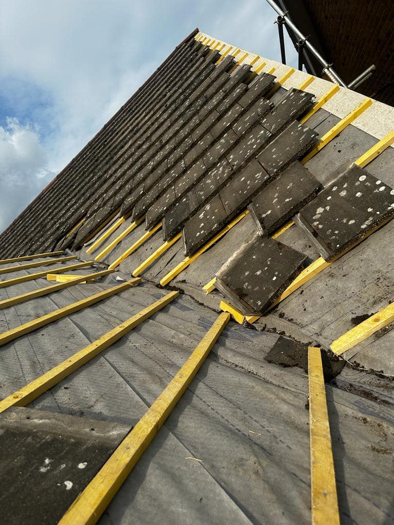 Professional roofers working on a property in London - KS Roof Master